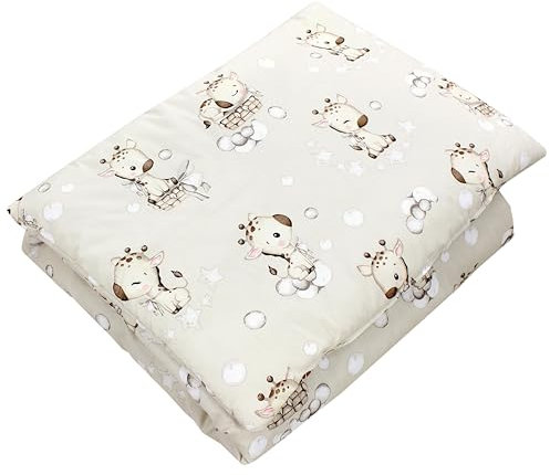 TupTam Kinder Gemusterte Bettdecken Set Ganzjahresdecke Bettdecke Kopfkissen Flachkissen 2tlg., Farbe: Giraffe/Beige, Größe: 135 x 200 cm / 40 x 80 cm