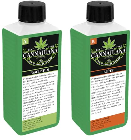 Cannabis Dünger Grow & Bloom Anfänger-Set Hanfdünger Pro NPK für Wachstum Blüte Ertrag, schnell und einfach zur Ernte, Hanf Indoor & Outdoor anbauen (SET: Grow + Bloom)