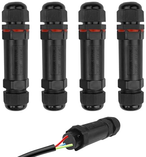 Gvolatee 4 Pezzi Connettori Elettrici Impermeabili, Connettore Stagno, Scatola di Giunzione, Manicotto di Collegamento Cavo, Cassetta Derivazione Stagna per Diametro Cavo 5-9 MM, 9-12MM