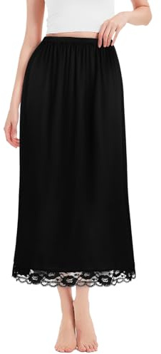 ACWOO Jupon Femme Longue avec Dentelle, Sous Robe, Fond de Jupe, Lingerie Sous-vêtement pour Mariage Fille, 85cm