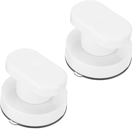 sourcing map 2Pcs Suction Cup Glass Mirror Door Handle, Door Shower Handle, Self-Stick Instant Push Pull Armrest for Window, Cabinet, Toilet(White, 62x50mm)