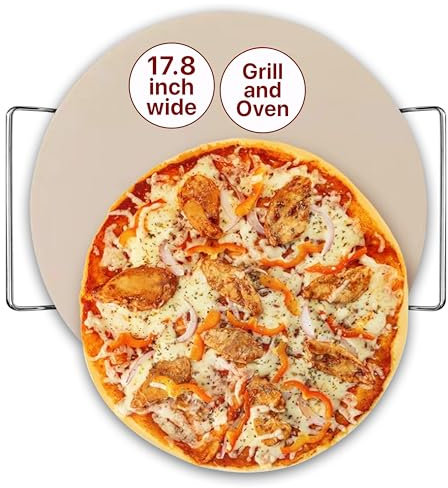 Colenza 18 Inch Pizza Stone, Round Pizza Stone for oven - Durable Ceramic Pizza Grill Stone, Heat Resistant up to 1,472°F, Perfect for Homemade Pizza, Bread and More (17.8 inches)