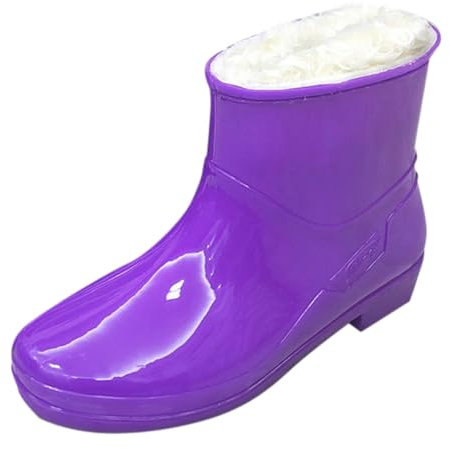 Genérico Stivali Da Acqua Per Le Donne Stivali Da Pioggia Antiscivolo In Pellone Di Moda Stivali Di Gomma Pvc Fodera Staccabile Stivali Da Acqua Industriali Stivali Di Gomma, Viola, 38 EU