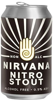 Nirvana - Nitro Stout 0.5% ABV - Alcohol Free Craft Beer with Notes of Cocoa, Coffee and Caramel - Low Calorie Beer, Zero Alcohol Gift, Beer Set, Vegan Alcohol, Craft Beer Gift Set - 12 x 330ml Can