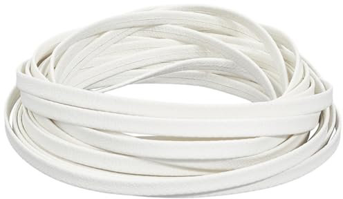 GORGECRAFT 5mx5mmx1mm Bianco Foldover Leather String Cordoncino Piatto in Pelle con Grana di Litchi Strisce in Pelle di Agnello A Doppia Faccia Cinturino in Pelle Rifiniture in Pelle per Creazione