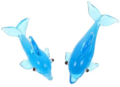 HOLIDYOYO 2er Set Delphin Statue Tischdeko Einzigartige Glasfiguren Für Wohnräume Dekorative Delphin Ornamente Für Schreibtisch Und Wohnzimmer Größe Zufällig