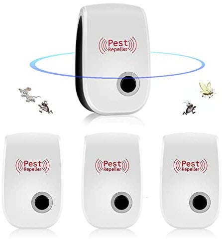Repellente ad Ultrasuoni per Topi, Repellente Ultrasuoni Anti Zanzare Ultrasuoni Interno Dispositivo Anti Topi, Insetti, Zanzare, Scarafaggi, Ratti, Formiche, Ragni 4 Pack