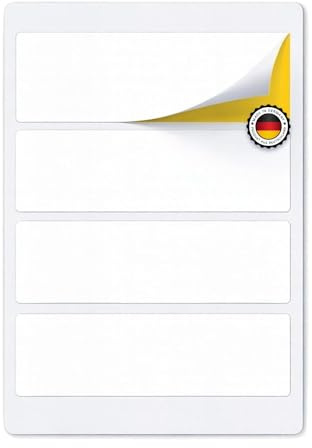 200 Stück Ordnerrücken selbstklebend 190 x 61 mm – selbstklebende Ordneretiketten für Breite Ringordner, matt weiß, Ringhefter und Schulordner, Ordnerrückenschild, Für Tinte- & Laserdrucker