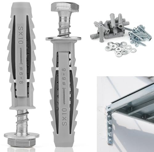 16 Pcs Heavy Duty Wall Fixings Plugs Anchor Masonry Screws Plugs for Brick Bolts Wall Plugs for tv Bracket (M6x50mm/M10x50mm) Assortment Hex Self Tapping Screws with Expansion Plugs and Washers