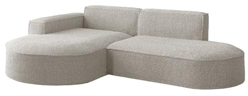 Friderik L-Form Sofa 165x78x236 cm, Weicher Bouclé-Stoff, Beige, Links