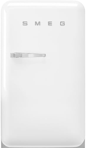 Smeg, FAB10HRWH6 Réfrigérateur Happy Bar Vintage 1 Porte, 135L, Charnières à Droite, Froid Statique, 2 Clayettes Réglables, Porte-Bouteilles et Éclairage LED, H 97cm, Blanc