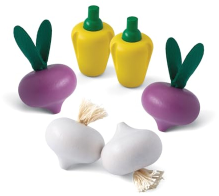 PlanToys Fresh Produce Set C (RED Radishes, GARLICS & Yellow Bell Peppers)