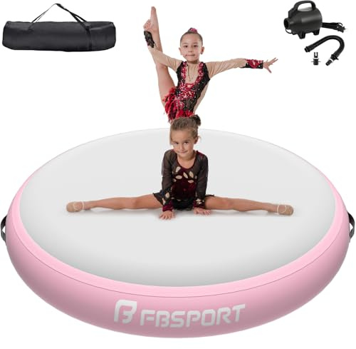 FBSPORT Airspot, 20CM Höhe Airtrack Matte, Durchmesser 100CM Aufblasbare Tumbling Matte, Trainingsmatte mit Pumpe, Aufblasbare Gymnastikmatte, Turnmatte