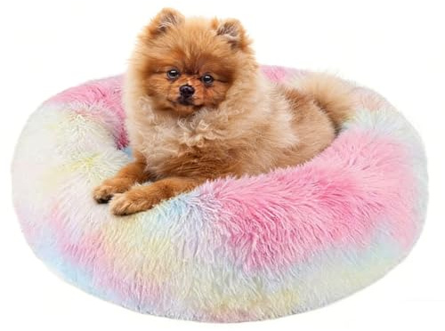 jiuzcare Hundebett Katzenbett rund flauschig, Hundebett waschbar, Hundekörbchen, Katzenbett flauschig, waschbares Hundekissen, Hundekissen rund für Hunde und Katzen (60 cm, [Farbe])