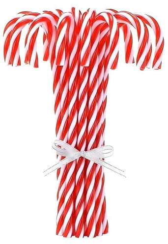 12 PCS Candy Cane Christmas Decorations, Red and White Plastic Candy Cane Hanging Ornaments for Christmas Tree Garland Decoration, Xmas Décor, 15 cm