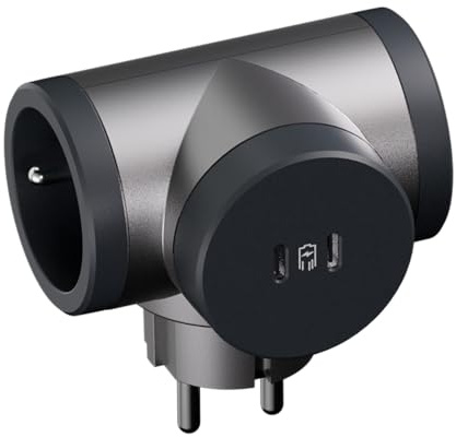 LEGRAND | Fiche 2 Prises latérales rotatives 16A 3680W et 2 Ports USB Type C Charge Rapide, Protection Enfant intégrée, Finition Aluminum