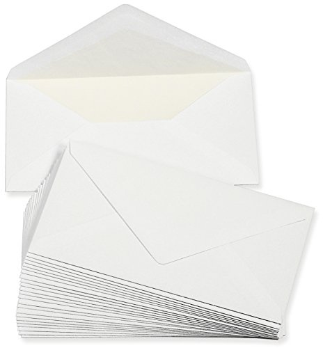 500 St. Umschläge DIN lang weiß gefüttert 100 g/qm | PREMIUM weiss mit Innenfutter Seidenfutter nassklebend TATMOTIVE Format 220 x 110 mm außen innen cremefarben