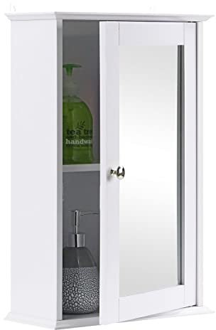 Taylor & Brown® White Maine Single Mirrored Door Bathroom Cabinet