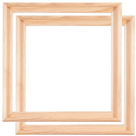 2 SCHATTENFUGENRAHMEN für KEILRAHMEN 60x60cm | Schattenfugen Bilderrahmen für Leinwände auf Keilrahmen mit Tiefeneffekt aus unbehandeltem Pinienholz