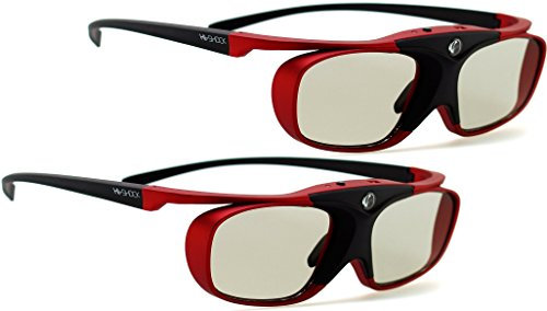 2x Hi-Shock RF Pro Scarlet Heaven lunettes actives 3D pour vidéoprojecteurs 3D compatibles avec Sony, Epson, JVC - TDG-BT500A - TY-ER3D5ME / TY-ER3D6M - ELPGS03-120 Hz - rechargeable