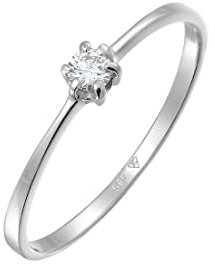 Elli DIAMONDS Ring Women Engagement Solitaire with Diamond (0.10 ct.) in 585 White Gold