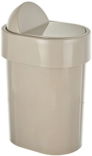 Gedy JUNIOR Papelera basura baño, 4,8L, con tapa, Resinas termoplásticas, Beige, 21 x 15 x 33, Hecho en Italia