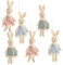 Osterhasen zum Aufhängen, 6er Set: Osteranhänger für Osterstrauch und Kinderzimmer, Deko Set mit Hasen, Stoff-Anhänger für Frühling und Ostern, Osterschmuck, Geschenkidee für Kinder, 17 cm