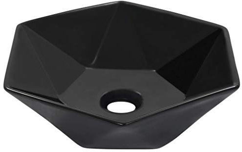 Tidyard Badezimmer-Möbelset Waschbecken Aufsatzwaschbecken Einbauwaschbecken 41 x 36,5 x 12 cm,auf dem Waschtisch,Keramik,Schwarz