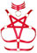 PETMHS Frauen Riemchen Harness BH Punk Pentagramm Körper Brust Bandage Dessous Aushöhlen Rahmen Crop Tops Bralette Plus Size Taille Strumpfgürtel Set Goth Rave Halloween Kleidung (rot)
