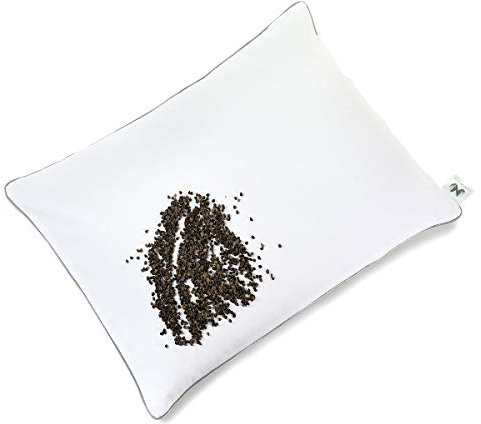 NATURECA Oreiller Sarrasin Bio 30x40, Oreiller Ferme de taie Coton, Oreillers ergonomiques pour la Nuque aux écales de Sarrasin