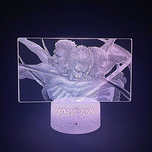 3D Illusion Lampe Anime One Piece Remote Touch Nachtlicht Atmosphäre Tischlampe Kinderzimmer Dekor Weihnachten oder Geburtstagsgeschenk-7 farbe keine fernbedienung