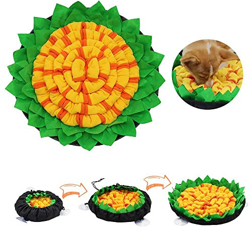 Hillylolly Tapis Renifleur Chien, Tapis de Fouille Chien, Tapis Snuffle, Snuffle Mat, Tapis Reniflage, Dog Puzzle Toys, Tapis d'alimentation pour Animaux de Compagnie pour Chiens et Chats, Jaune
