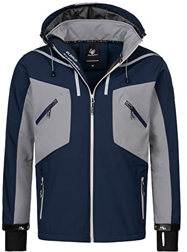 Rock Creek Herren Softshell Jacke Outdoor Jacke Windbreaker Übergangsjacke Anorak Kapuze Regenjacke Winterjacke Herrenjacke Jacket H-293 Navy 4XL
