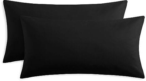 RUIKASI Kissenbezug 40 x 80 Schwarz 2er Set - Oeko Tex Kopfkissenbezug 40x80 Kissen Bezug 40x80cm mit Reißverschluss aus Mikrofaser, Polsterbezug Doppelpack Set Pillow Case Pillow Cover