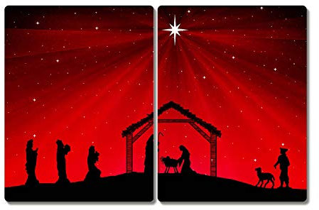 Tulup Schneidebretter Gehärtetes Glas Spritzschutz 2x40x52cm Weihnachten Küche Herdabdeckplatte - Stern-Weihnachtsferien
