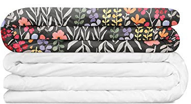 Balance Therapiedecke Gewichtsdecke mit Bezug FLORAL - Schwere Decke für Erwachsene/Jugendliche Bettdecke für besseren Schlaf aus Baumwolle 135x200 cm 10kg