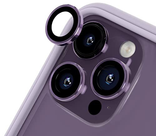 RHINOSHIELD【Pack de 3】protection pour objectifs photo compatible avec [iPhone 14 Pro / 14 Pro Max] | Verre trempé 9H résistant aux rayures avec une fine bordure en aluminium anodisé - Violet