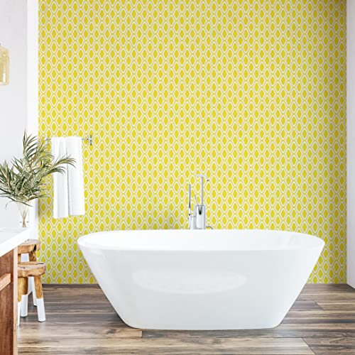 ABAKUHAUS Citrons Papier peint autocollant pour la maison, Résumé citron motifs de style Art, Accent de salon et de cuisine auto-adhésif, 33 cm x 250 cm, La moutarde blanche