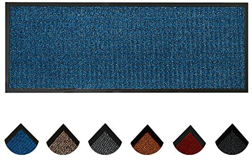 Homatz Door Runner Mat Indoor Outdoor - Heavy Duty Rubber, Floor and Kitchen Mats - Non Slip, Washable Door Mat Dirt Trapper Doormats Super Absorbent Rug Multicolor Barrier Matts (Blue, 90x300cm)