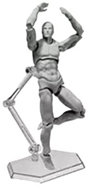 Zeichenpuppe, Silbergrauer Actionfigurenkörper Langlebig mit Halterung Zum Bemalen (Mann)