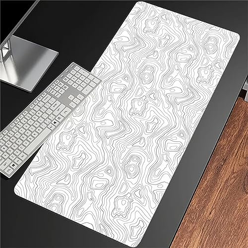 Grand tapis de souris de gaming incurvé blanc avec base en caoutchouc antidérapant pour PC et clavier 1 000 x 500 mm