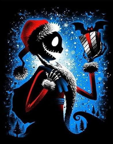 NAIMOER Weihnachts-Diamant-Malerei-Set für Erwachsene, DIY-Vollbohrer, 5D-Diamantkunst, Albtraum, Diamantmalerei, Weihnachten, perfekt für Entspannung und Heimdekoration, 30 x 40 cm