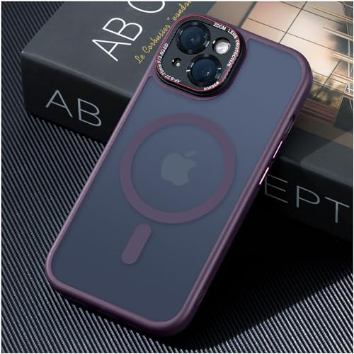 JUESHITUO Verteidiger Serie für iPhone 14 Hülle für MagSafe (Mit Integrierter Kameraschutz) [TOP N56 Starke Magnete] Stoßfest Kratzfest Matt Handyhülle iPhone 14 Case Lila - 6,1