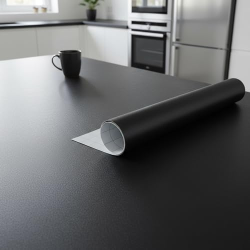 Ambiance Sticker Klebeband, Meterware, selbstklebend, für Küche, Möbel und Badezimmer, Granit, Schwarz, H 60 cm x L 20 m