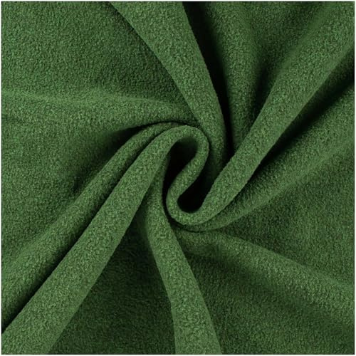 Fleecestoff Melange Fleece Sportfleece Microfleece ab 0,5m x 1,45m Meterware, Farbe:moosgrün