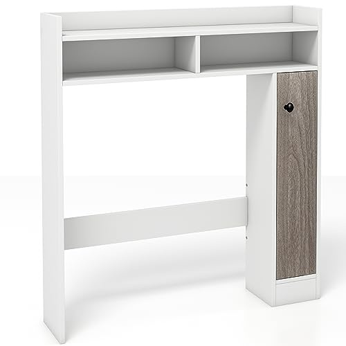 GIANTEX Meuble WC Rangement de Toilettes, Meuble de Salle de Bain avec Étagère Réglable, Compartiments, Porte, Dispositif Anti-Basculement, Organisateur pour Toilette Buanderie, Gain de Place (Blanc)