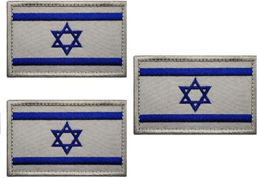 Aspcsmomt Flag Patches,Embroidered Tactical Morale Hook and Loop Fastener I Support Country Sew on Backpack Jacket Cap Uniform Coat Hat (Israel 3PCS)