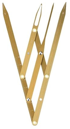 Wnvivi Calibrador de proporción dorada de cejas, regla de posicionamiento de tres puntos, herramienta de medición de cejas de acero inoxidable plegable (oro)
