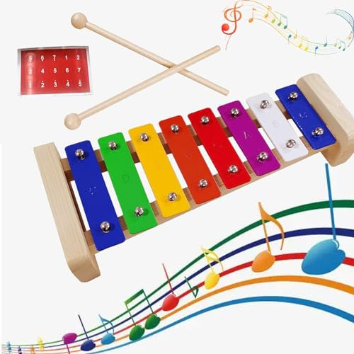 Xylophon Kinder 1 Jahr, Glockenspiel Für Kinder,xylophon Erwachsene, Holz Bunt Xylophon Mit 2 Schlägel Für Erwachsene Kinder Glockenspiel Spielzeug Geschenk