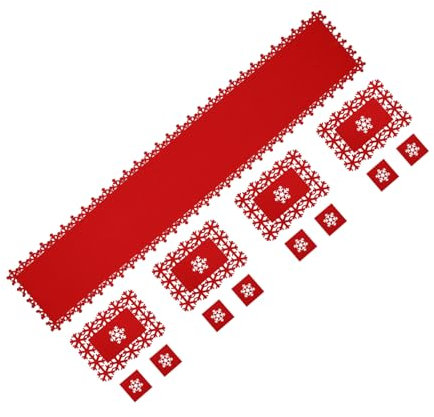 Ciieeo 1 Satz Filz Tischsets Vintage Tischläufer Tischwäsche Krippenschmuck Waschbare Tischdecke Schneeflocken-getränkeuntersetzer Vintage-tischdecke rutschfest Besteckständer Gefühlt Rot